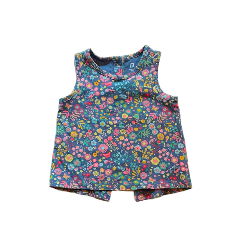 GAP Floral Tank Top in Blue with Multicolor Flowers